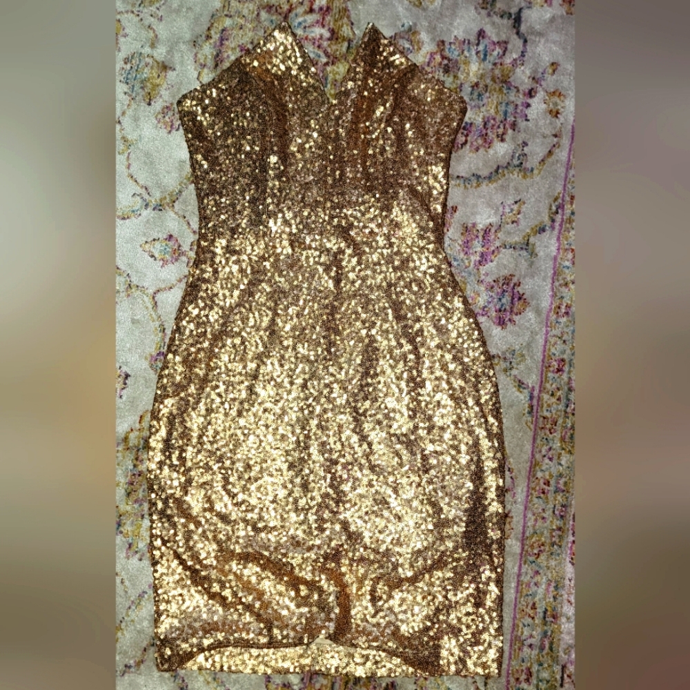 Mystic Light Gold Sequin Mini Dress
